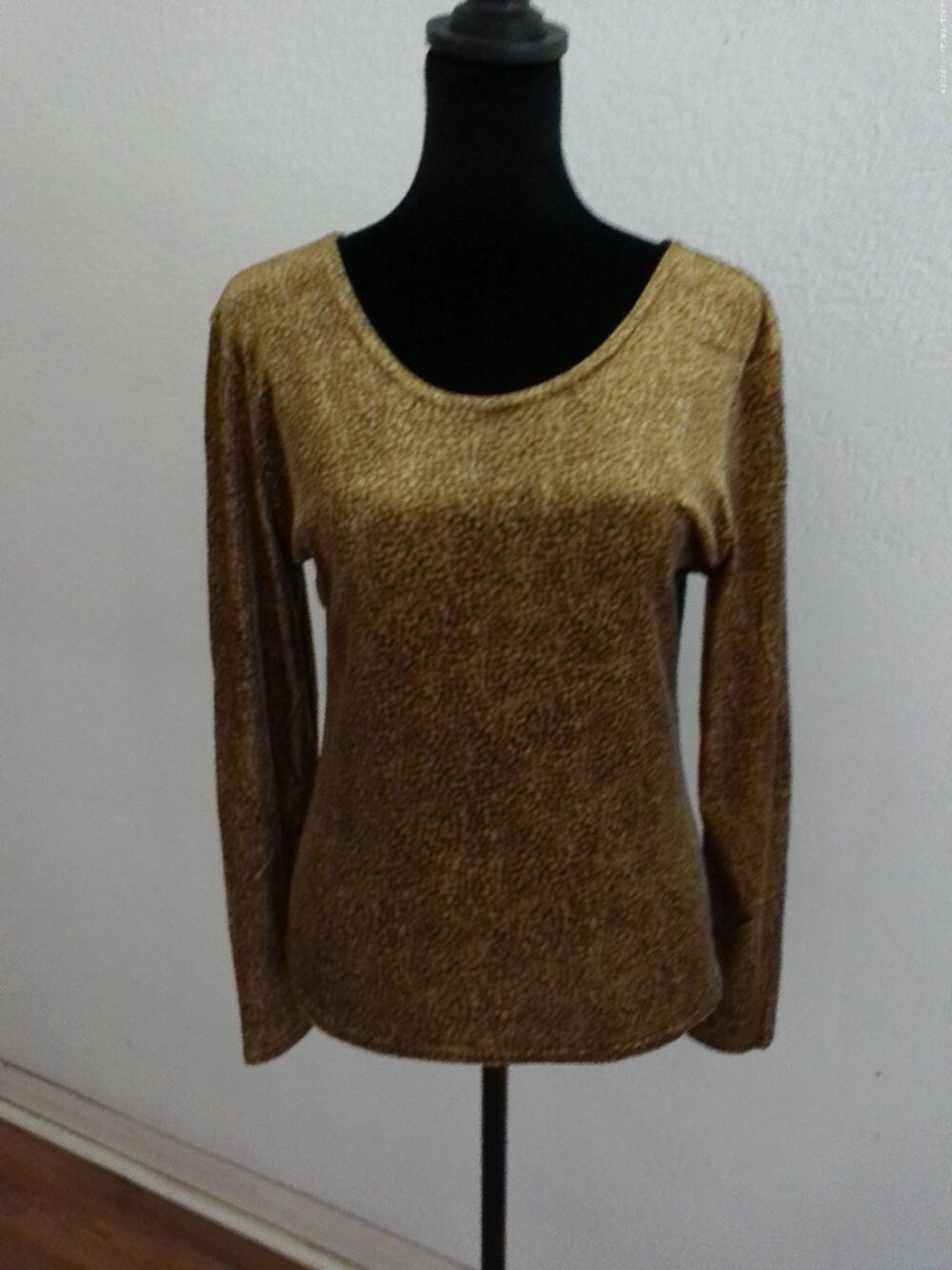 Yellow/light brown velvet long sleeve blouse,